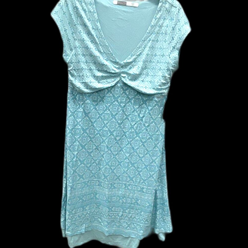 Athleta Turquoise Patterned V‑Neck Cap Sleeve Min… - image 3